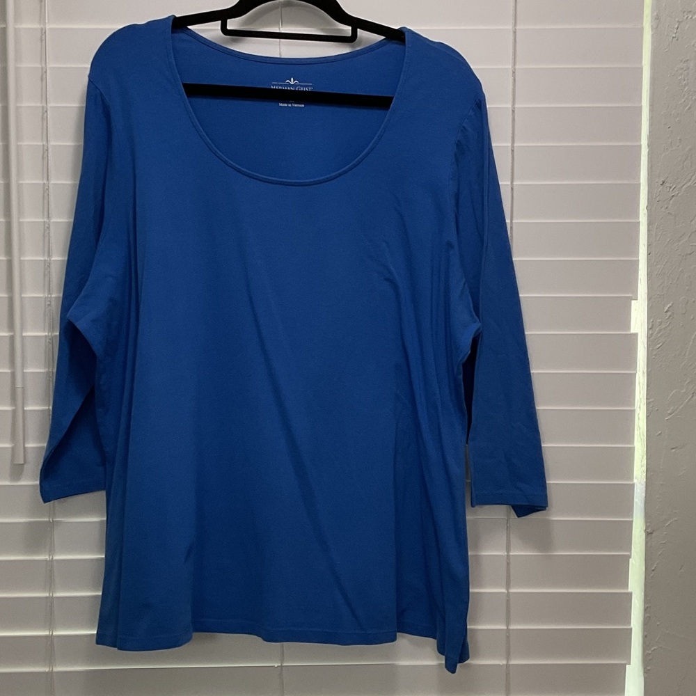 Herman Geist Royal Blue Scoop Neck Long Sleeve Tee